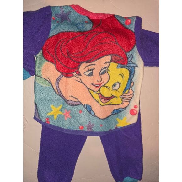 Vintage The Little Mermaid 90s Fleece Pajama 2 piece Set Size 3T RARE - Picture 2 of 3